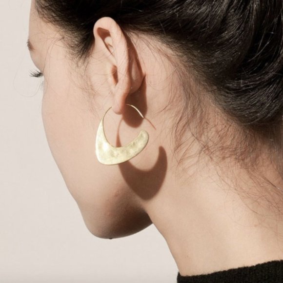 Anthro Silver Carissa Moon Crescent Hoop Earrings - Picture 6 of 12